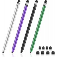 Digiroot Stylus Pen,4 Stück Tablet Stift mit 8er Gummi Ersatzspitzen,2-in-1 Touchscreen Stift für Android/IOS Tablets/Smartphone